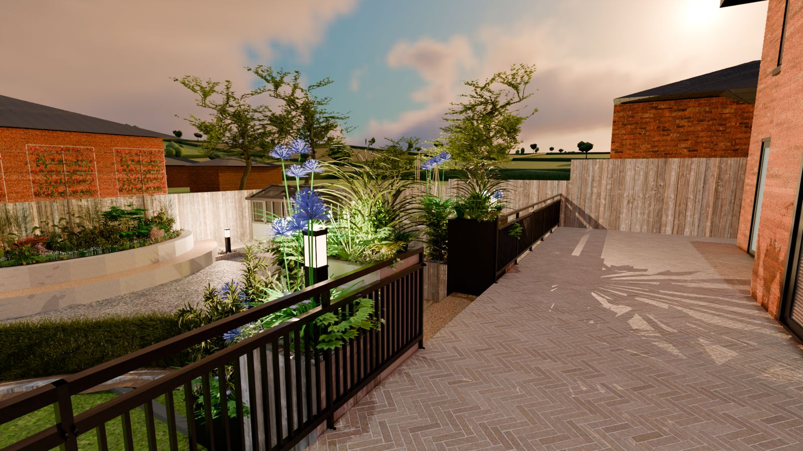 Patio planters softening hard landscaping